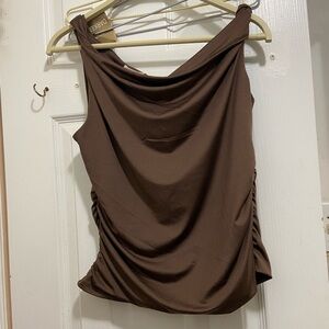 Diane Von Furstenberg Chocolate Drape Blouse